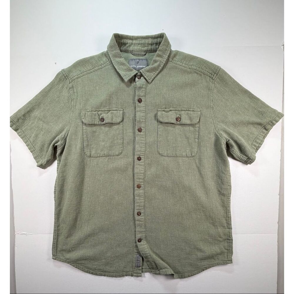 Royal Robbins Shirt Size XL Green Short Sleeve Button Up Organic Cotton Gorpcore